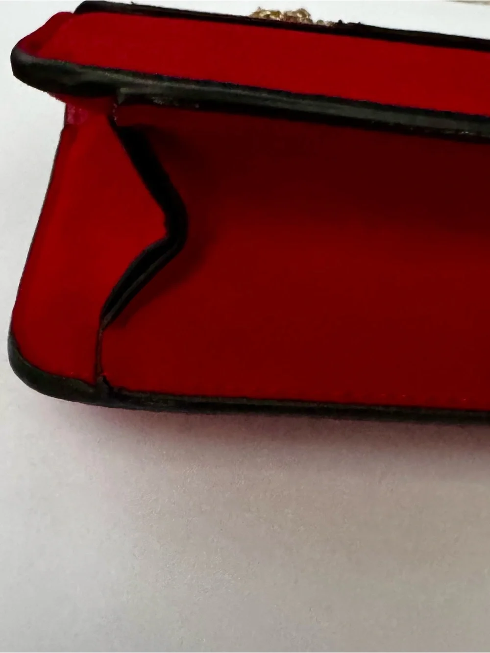 Topshop Red and Gold Panther Emblem Mini Shoulder Crossbody Bag